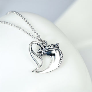 Antique Silver Heart Horse Head Necklaces