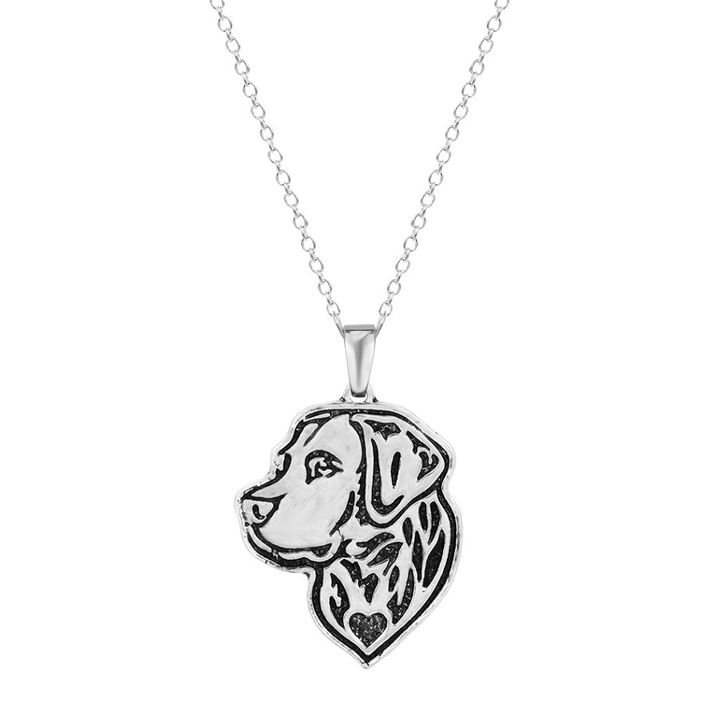 Antique Silver Plated Labrador Retriever Dog Face Lovers Necklaces