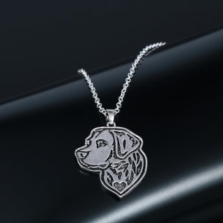 Antique Silver Plated Labrador Retriever Dog Face Lovers Necklaces