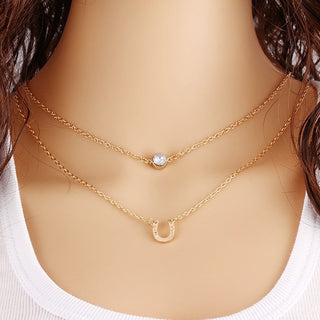 Good Luck Crystal Horse Hoof Multi Layer Necklaces