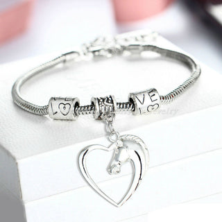 Fashion Love Horse Head Pendant Charm Bracelet