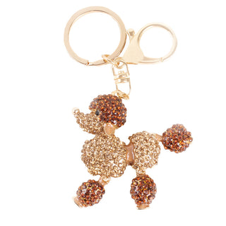 Lovely Gold Poodle Rhinestone Crystal Dog Keychains