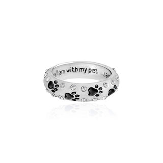 "When I am with my pet...I am complete" Dog Paw Simple Rings