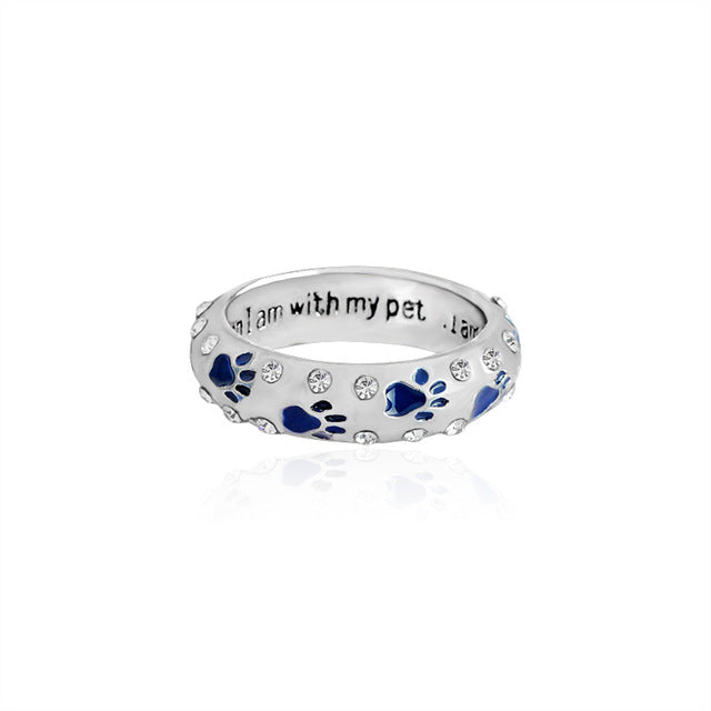 "When I am with my pet...I am complete" Dog Paw Simple Rings