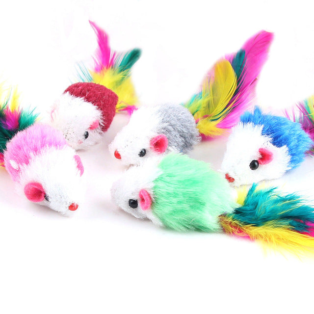 10Pcs/lot Soft Fleece Mouse Cat Toys Colorful Funny Playing Toys For Cats