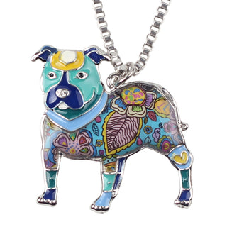 Enamel Pit Bull Buster Dog Necklaces