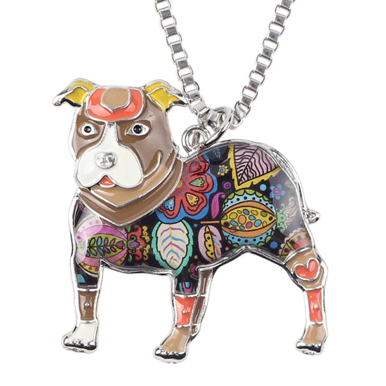 Enamel Pit Bull Buster Dog Necklaces