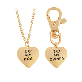 "I love my dog,I love my owner" Dog Necklaces Keychains