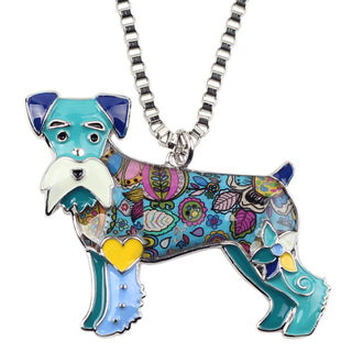 Statement Alloy Enamel Miniature Schnauzer Dog Necklaces