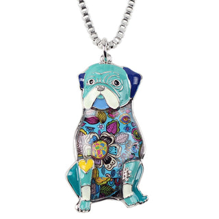 Metal Alloy Enamel Pug Dog Necklaces