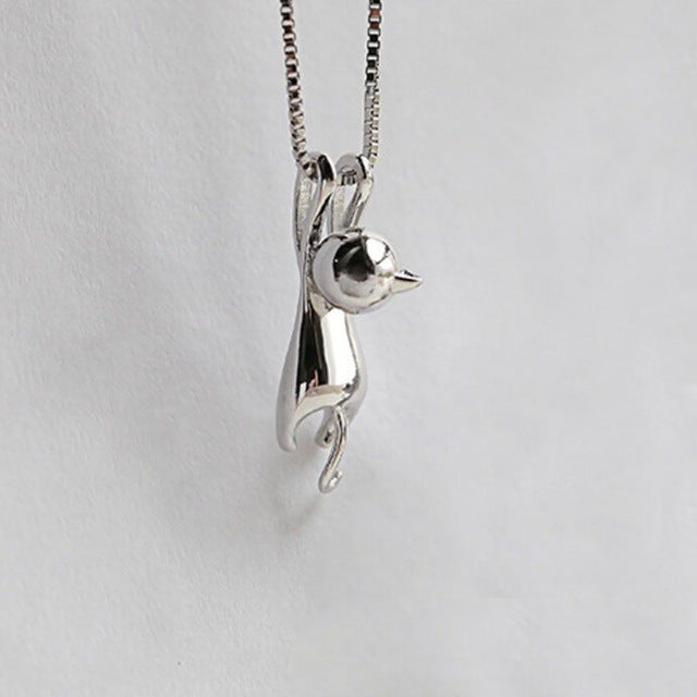 Lovely Silver Plated Tiny Cute Cat Necklaces