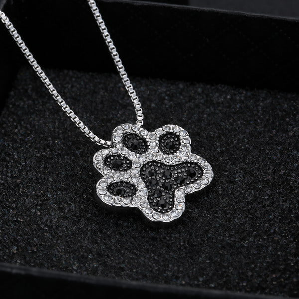 Dog Paw Crystal Rhinestone Necklaces