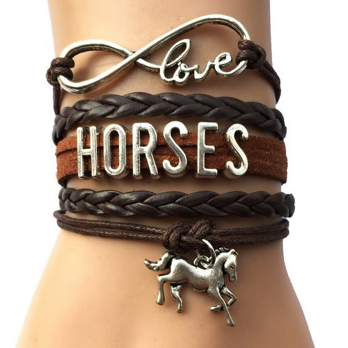 Leather Frienship Horse Charm Bracelets