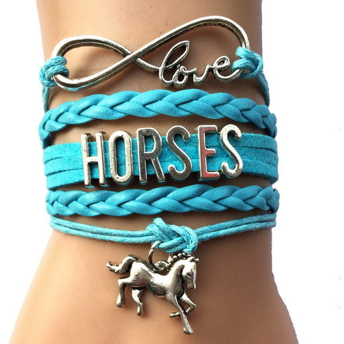 Leather Frienship Horse Charm Bracelets