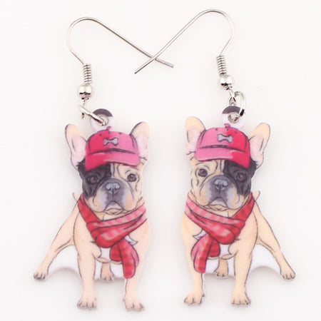 Color Pug Dog Earrings
