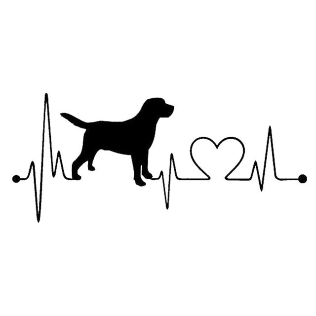 Labrador Retriever Heartbeat Love Decal Car Dog Stickes
