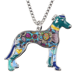 Enamel Greyhound Dog Necklaces
