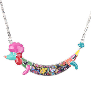 Enamel Metal Alloy Poodle Dog Necklaces