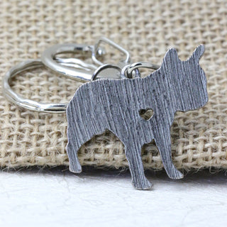 Silver French Bulldog Luxury Holder Keyring