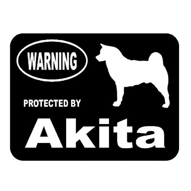 Warning Protected By Akita Cute Funny Dog Stickers