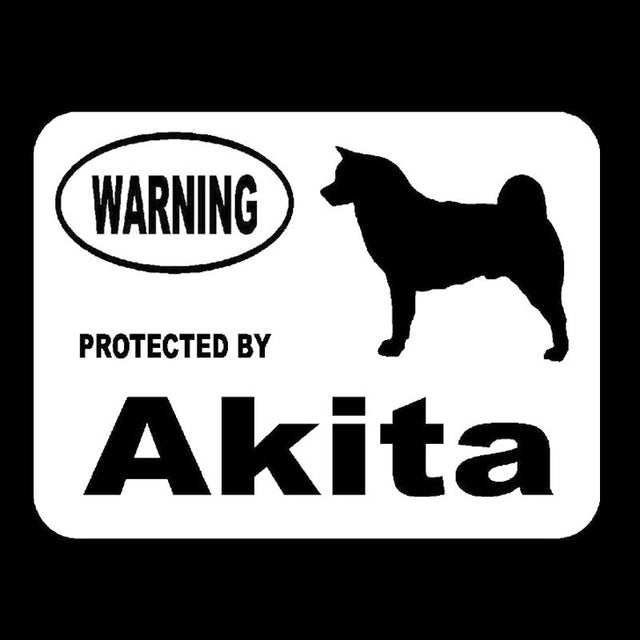 Warning Protected By Akita Cute Funny Dog Stickers