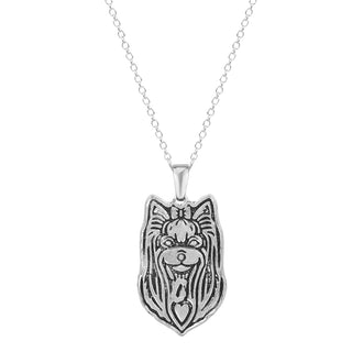 Long-hair Yorkshire Terrier Dog Head Necklaces