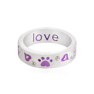 Crystal Rhinestones Love Dog Paw Prints Rings