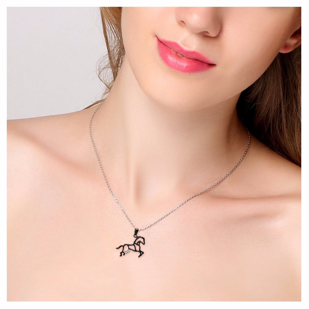 Black Running Horse Necklaces