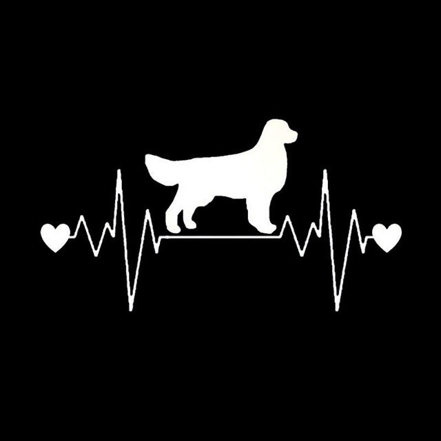 Golden Retriever Heartbeat Lifeline Dog Decal Car Stickers