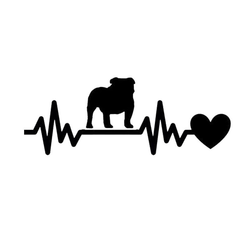 Bulldog Heartbeat Dog-Heart Stickers