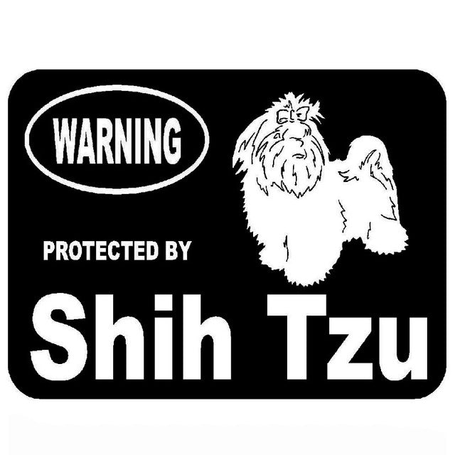 "Warning Protected By Shih Tzu" Dog Stickers