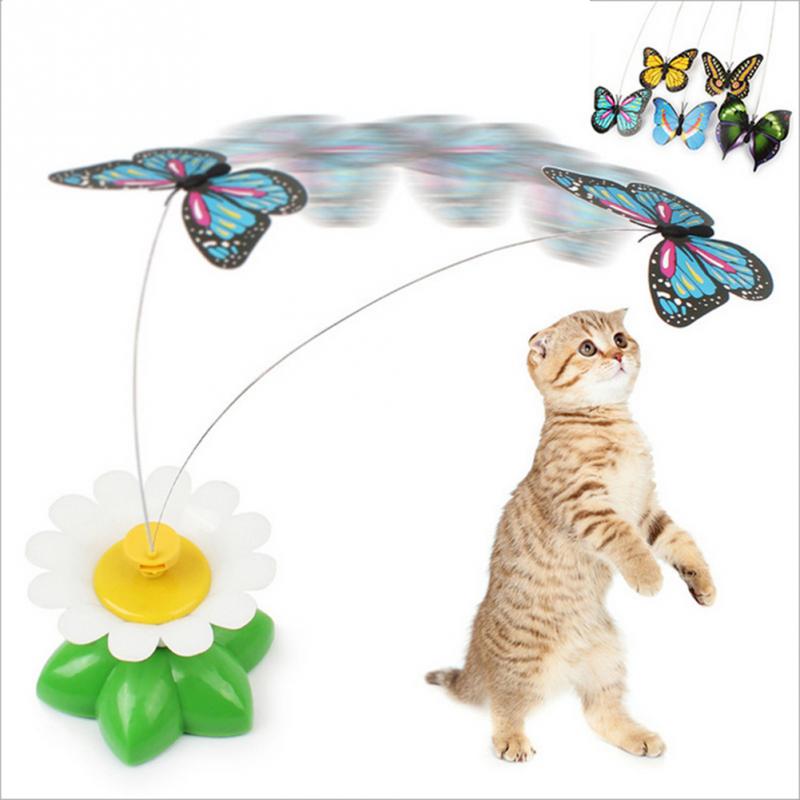 Funny Pet Cats Kitten Play Toy Electric Rotating Butterfly bird Steel Wire Cats