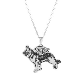 Silver Plated German Shepherd Angel Dog Wings Necklaces