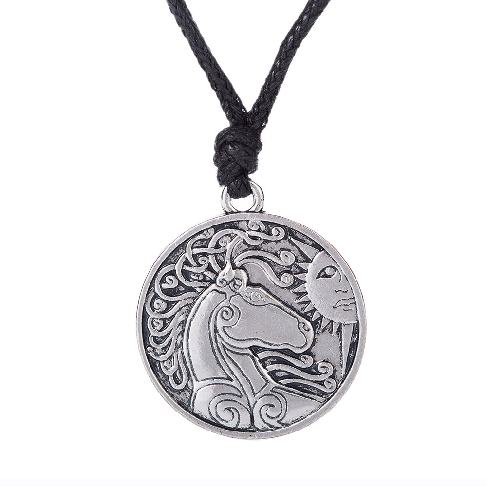 Tibetan Silver Sun Supernatural Horse Head Necklaces