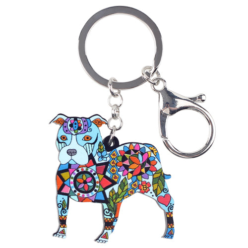 Colorful Pit bull Dog Keychains