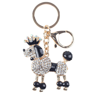 Enamel Crystal Poodle Dog Keychains