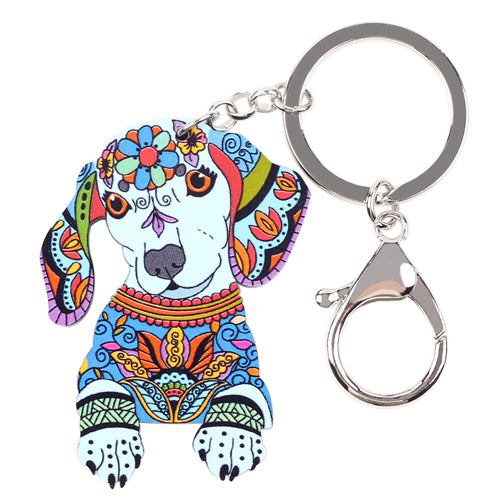Colorful Dachshund Dog Head Keychains