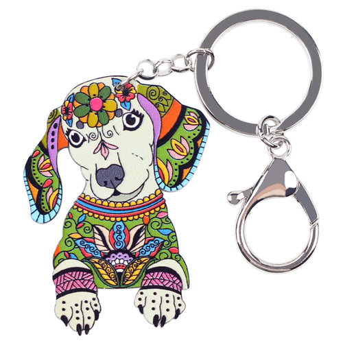 Colorful Dachshund Dog Head Keychains