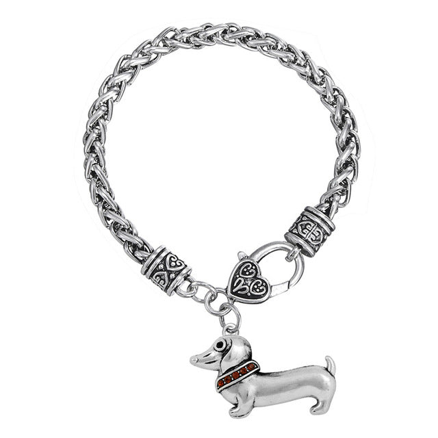 Cute Crystal Puppy Dog Charm Dachshund Bracelets