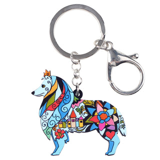 Acrylic Border Rough Collie Dog Keychains