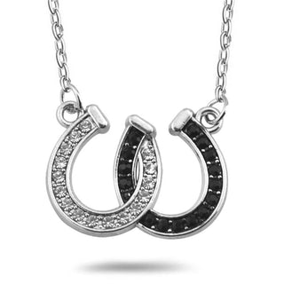 Black&White Double Horseshoe Crystal Necklaces