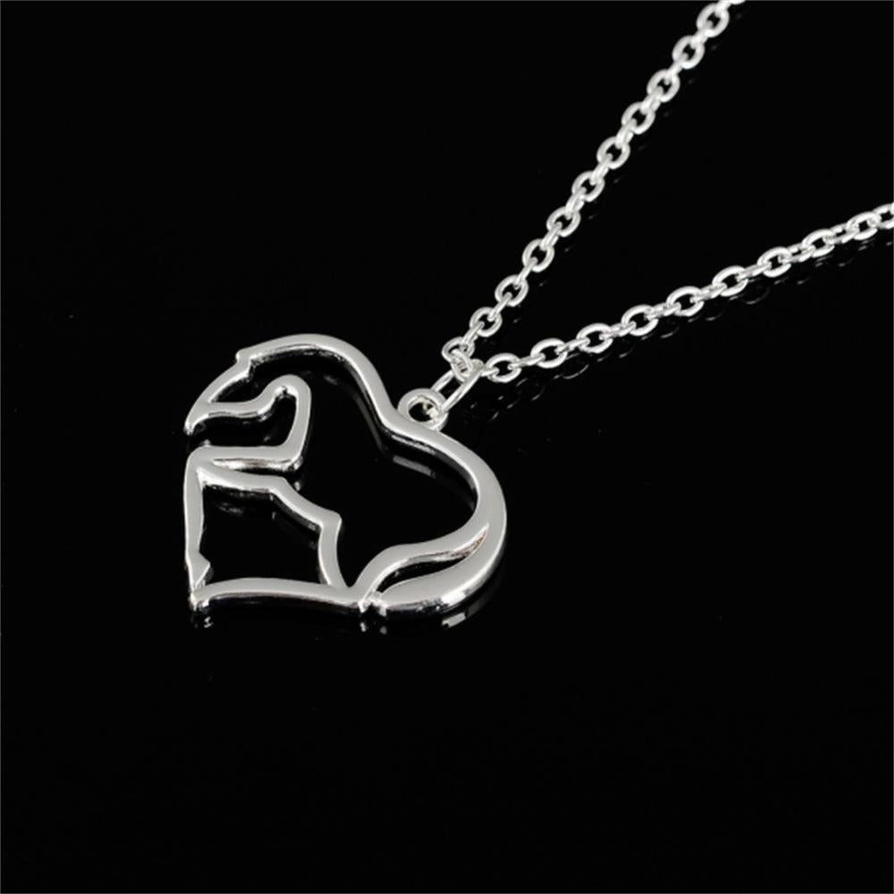 Silver Plated Iced Out Heart Shape Horse Head Necklaces