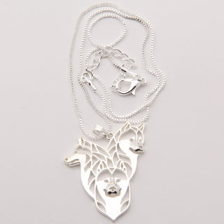 Three Siberian Husky Dog Hollow Necklaces