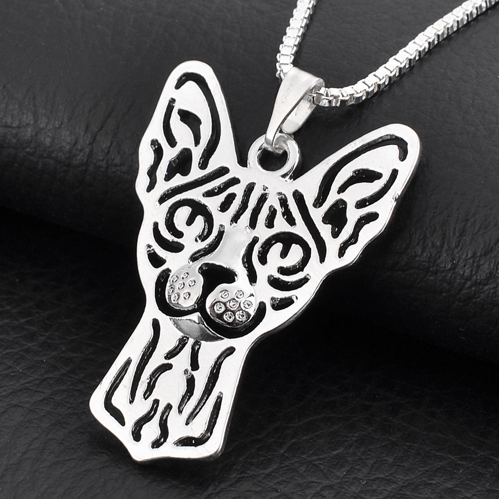 Silver Sphynx Cat Head Hollow Necklaces