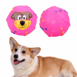 Soft Rubber Sound Dog Face Ball Toys