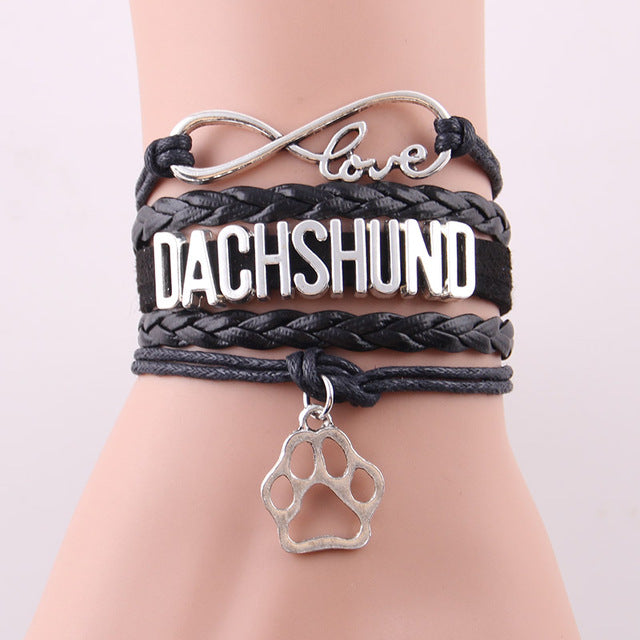 Infinity Love Dachshund Dog Paw Bracelets