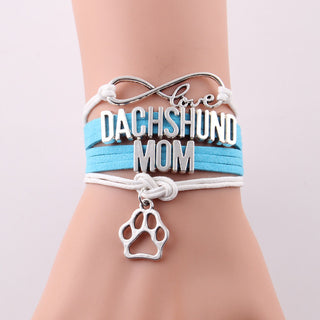 Infinity Love Dachshund Mom Dog Paw Bracelets