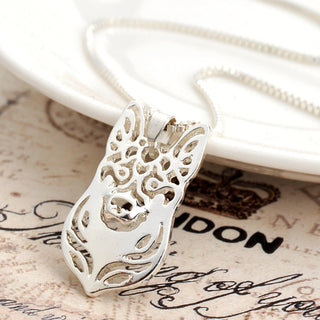 Silver Plated Hollow German Shepherd Dog Necklaces