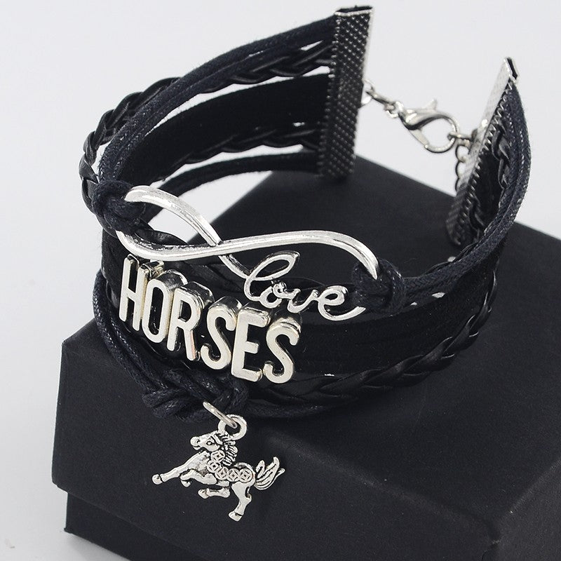 Silver Love Horse Running Bracelets