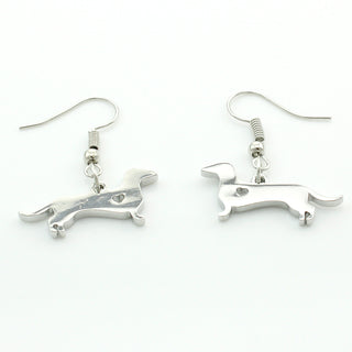 Lovely Dachshund Silver Dog dangle Earrings